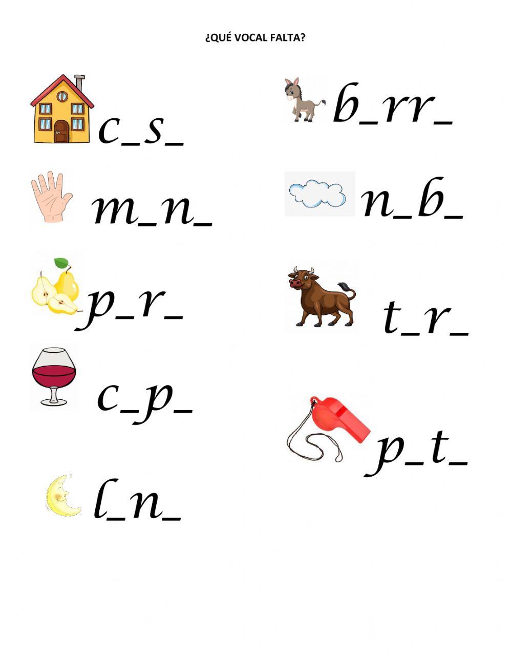 Qué vocal falta