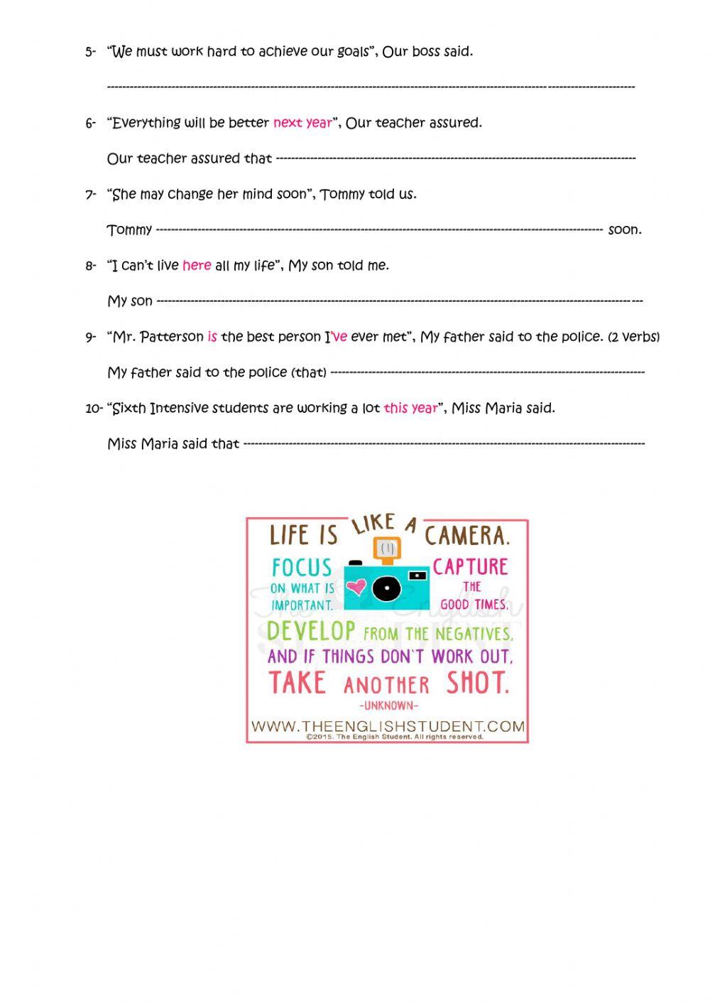 Reported Speech- Statements