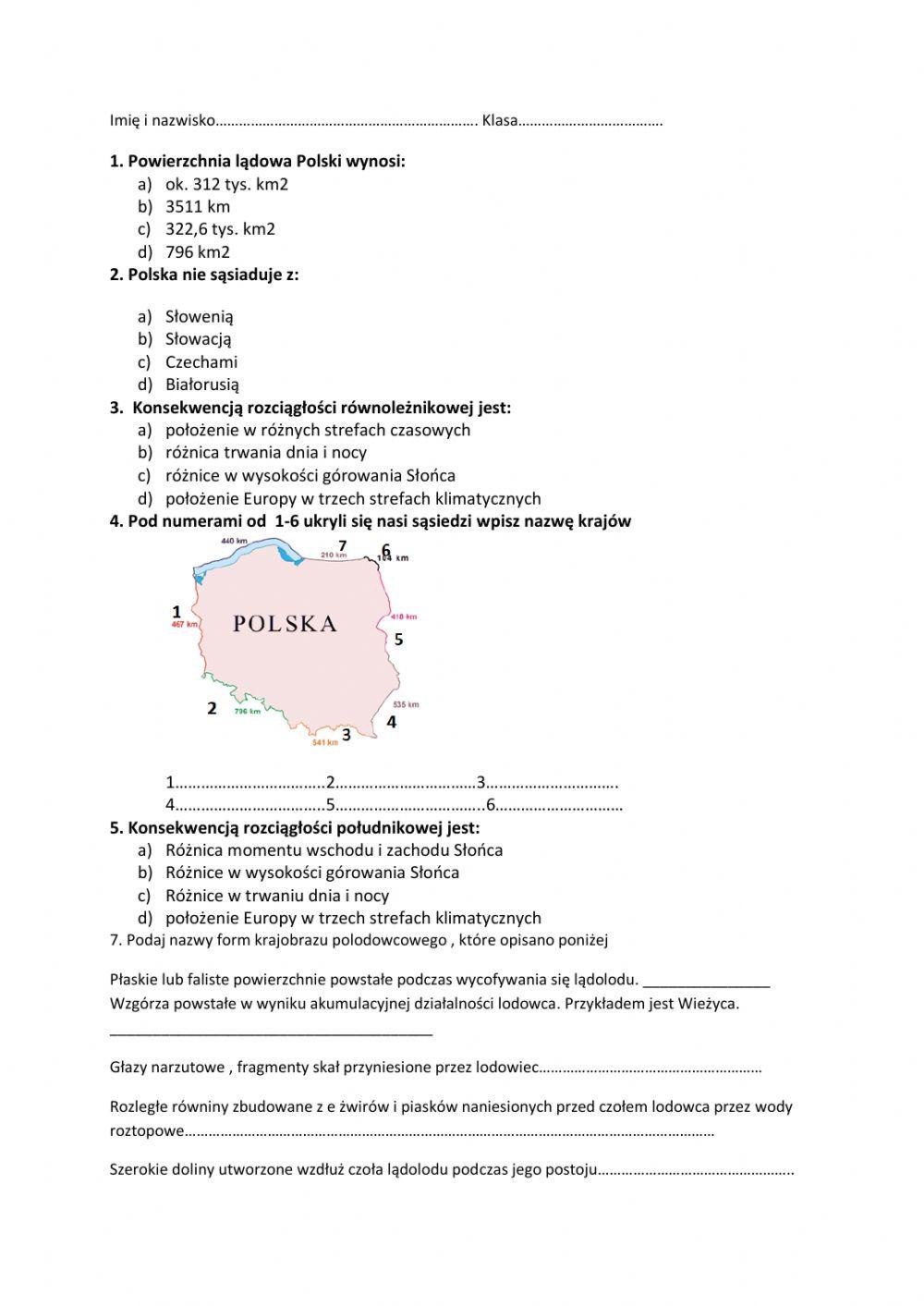 Sprawdzian Części Mowy Klasa 6 SPRAWDZIAN CZ 1 DZIAŁ 1 KLASA 7 online exercise for | Live Worksheets