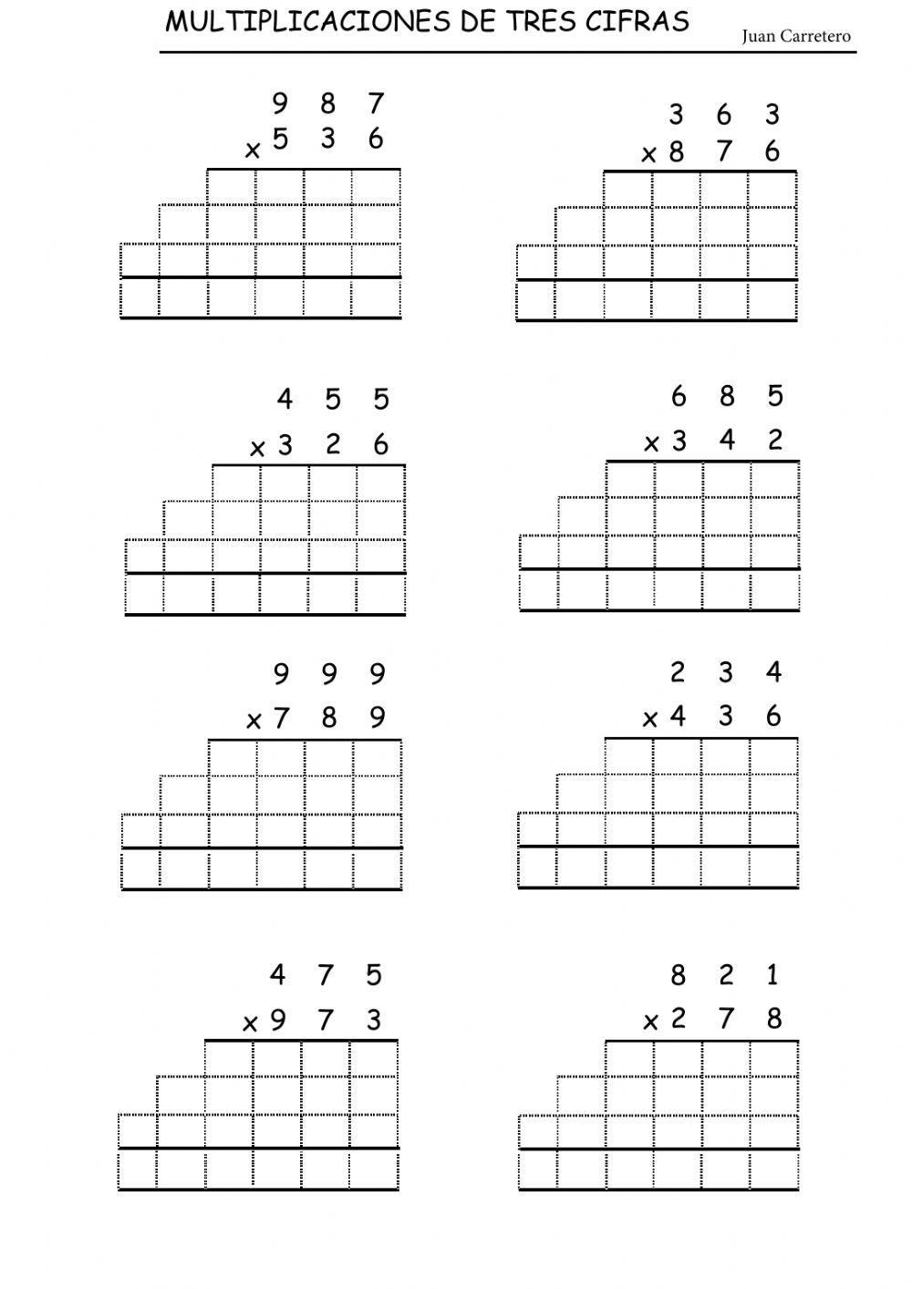 Multiplicación de tres cifras