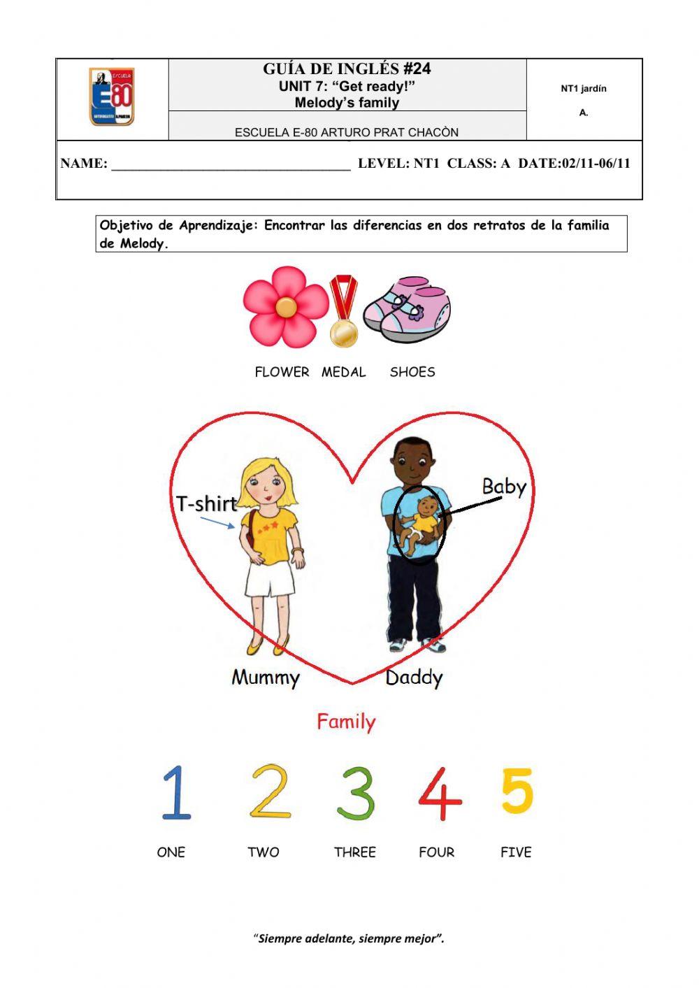 Worksheet -24 Melody's family for NT1
