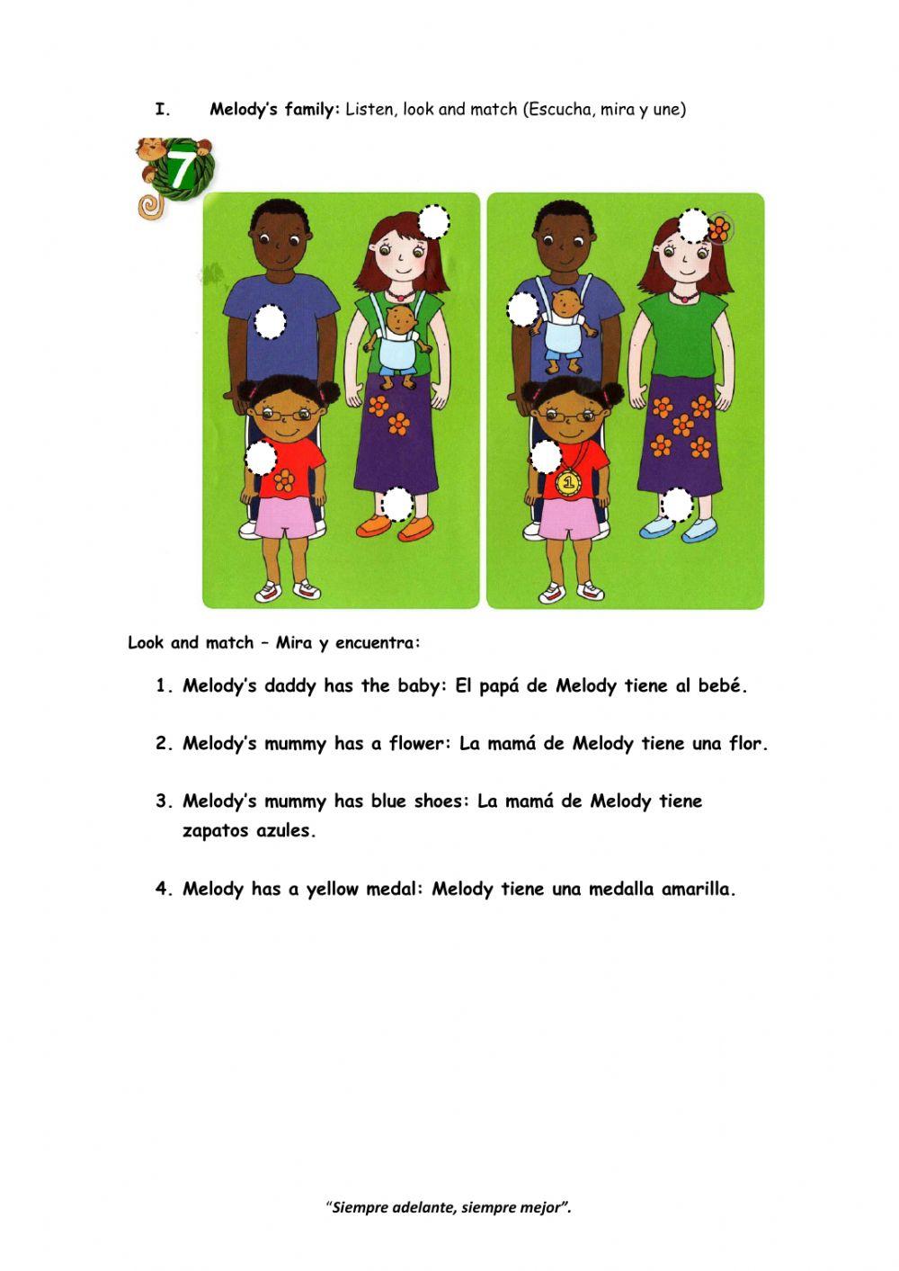 Worksheet -24 Melody's family for NT1