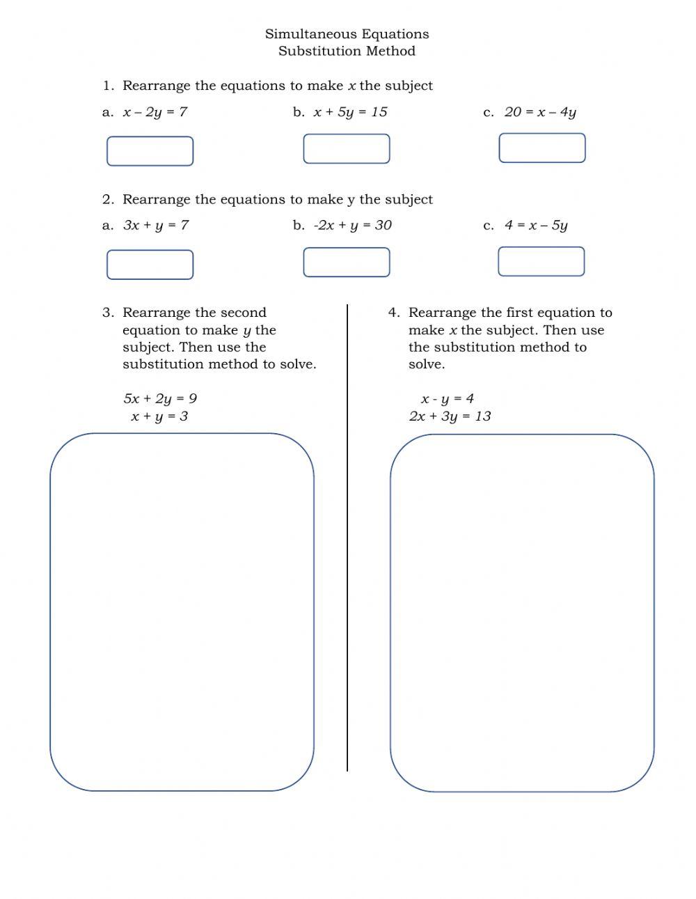 Simultaneous Equations - Substitution