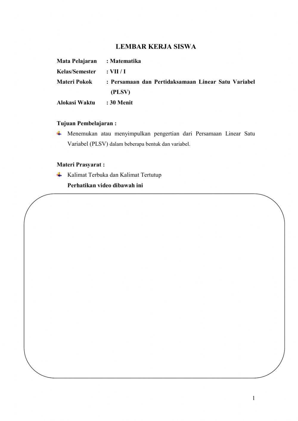 LKS PLSV & PtLSV Pertemuan 1