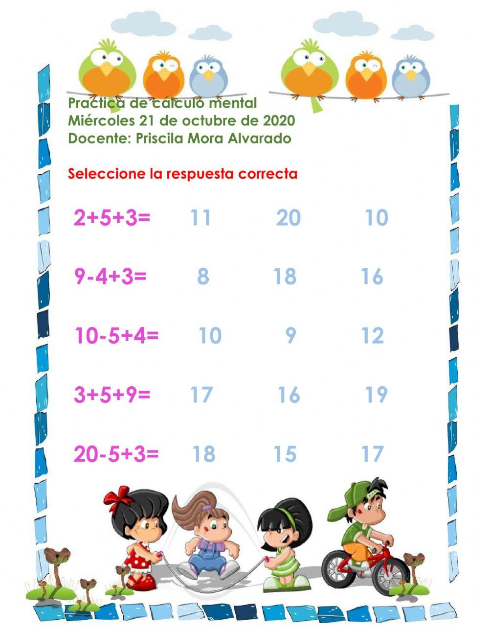 Cálculo mental para niños