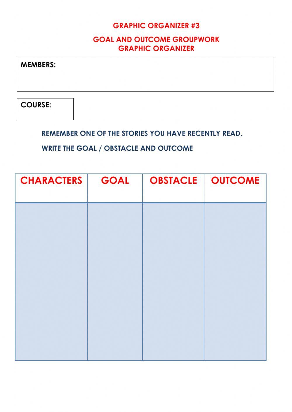 Goal and Outcome Graphic Organizer