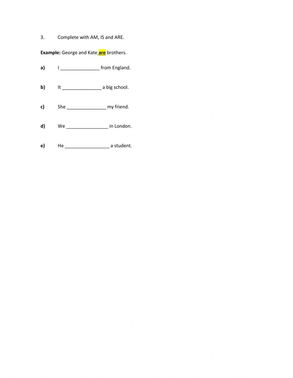 A1 grammar worksheets