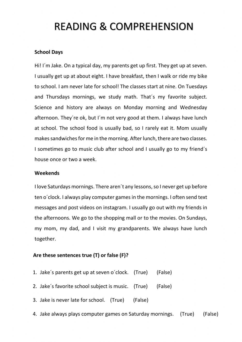 Reading & Comprehension