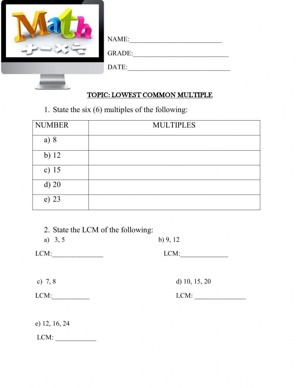 Multiples and LCM