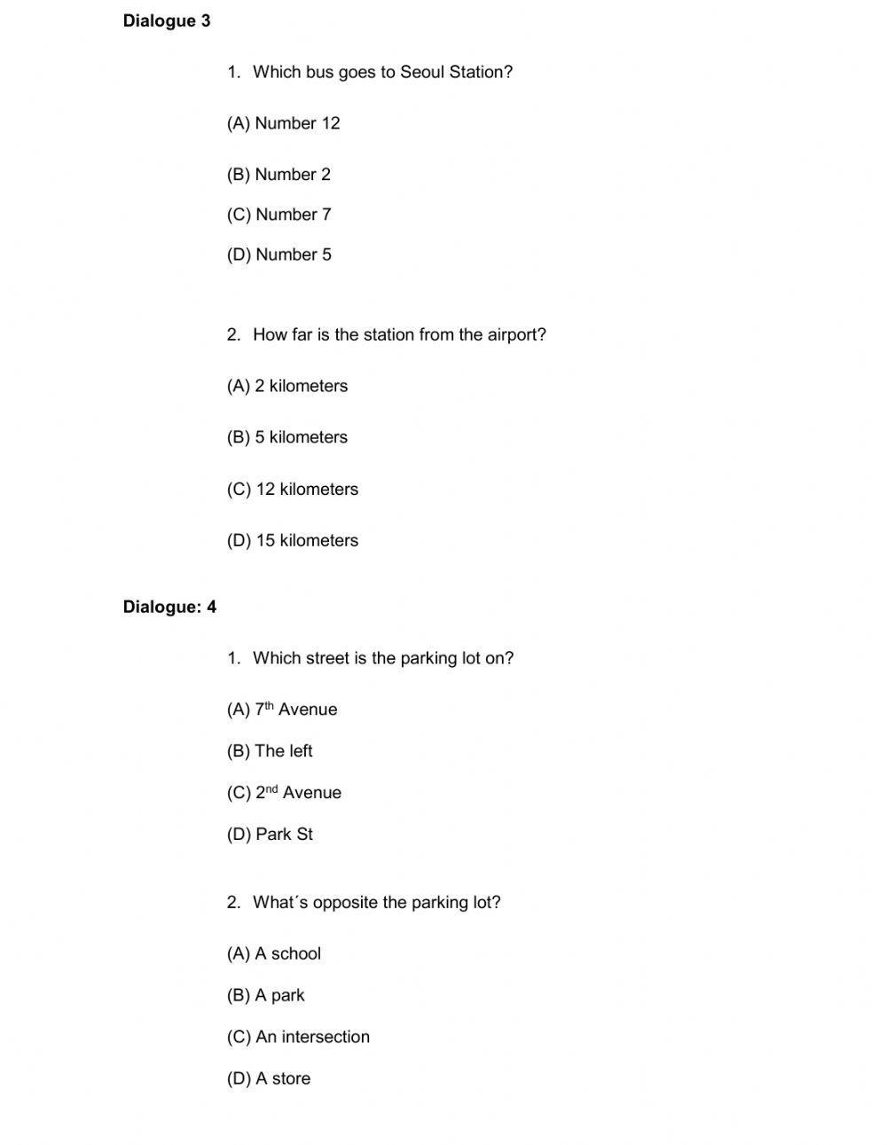 2021 LISTENING PLACEMENT TEST 