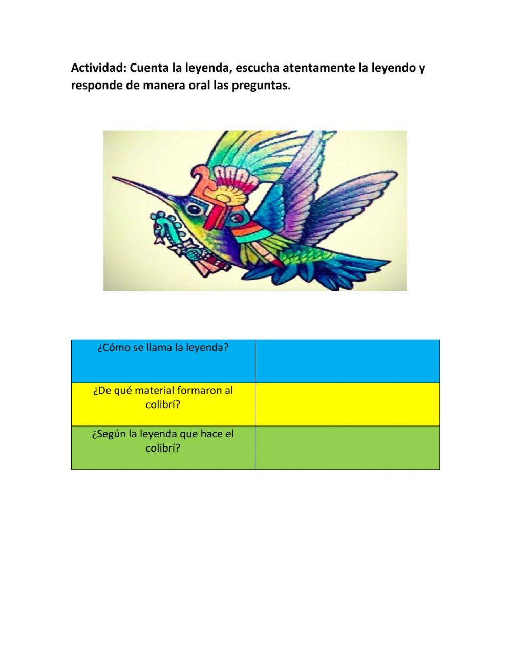 Leyenda maya El colibrí