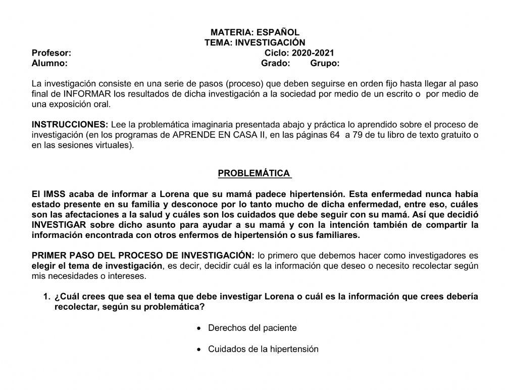 Proceso de investigación