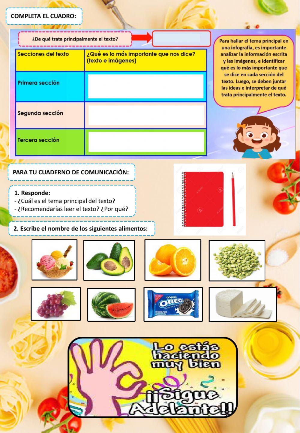 Leemos sobre los alimentos