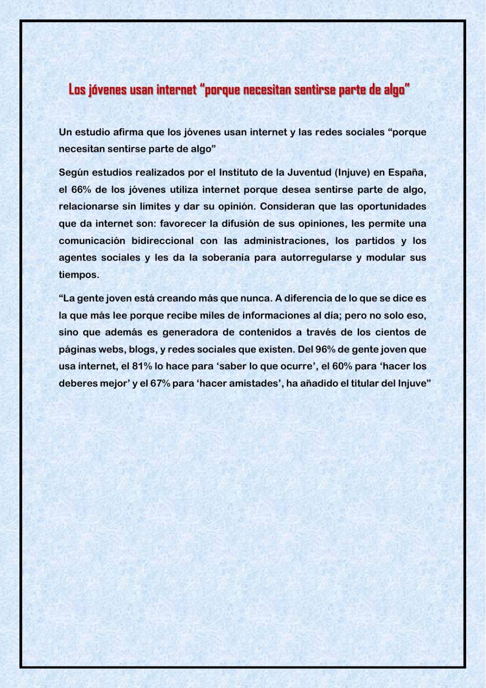 Los jovenes y las redes sociales