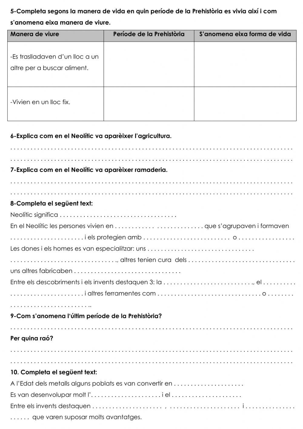 Fitxa repàs CS Tema 7-Coneguem la Prehistòria