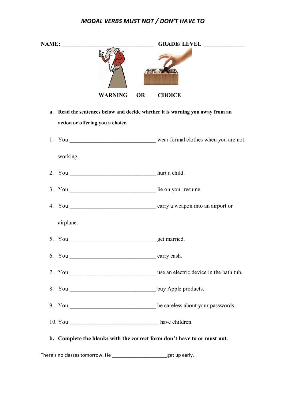 must not and don't have to