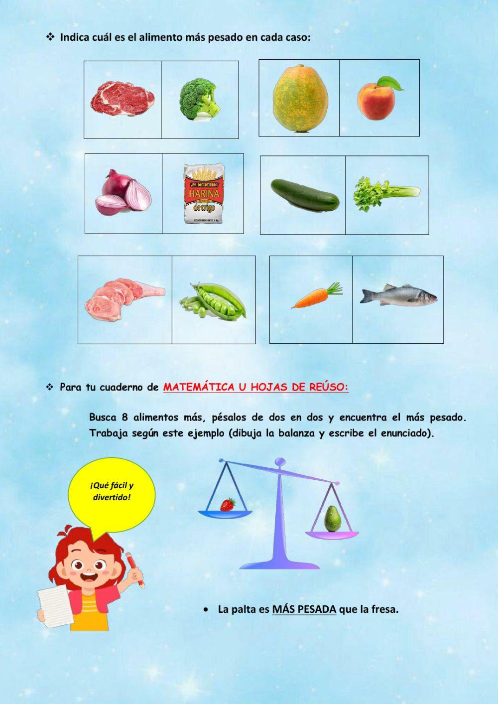 Buscamos el alimento mas pesado