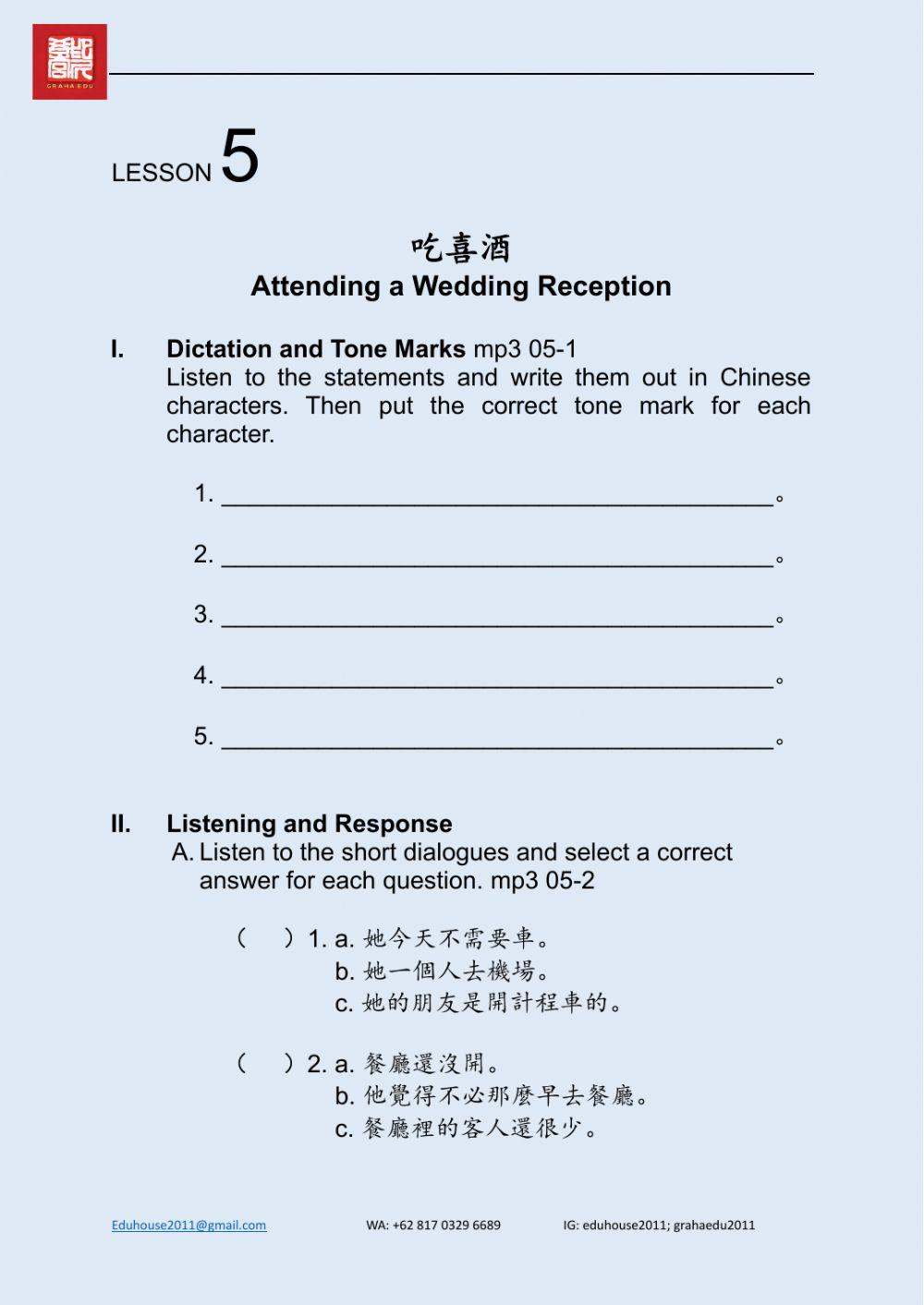 Welcome to Taiwan 2 Worksheet unit 5