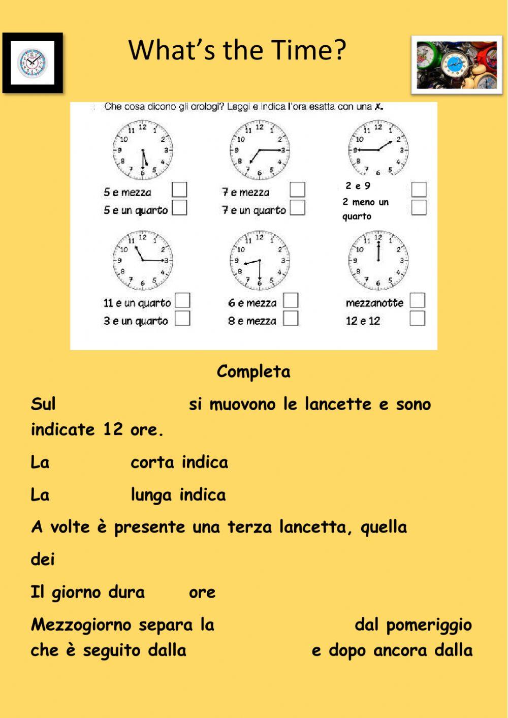 Uso dell'orologio parti del giorno