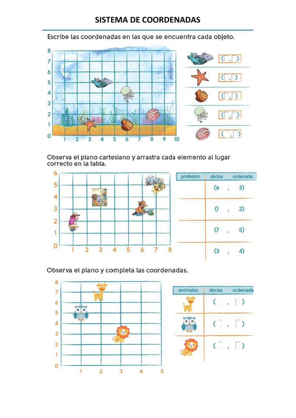 Ubicación de pares ordenados y sistema de coordenadas