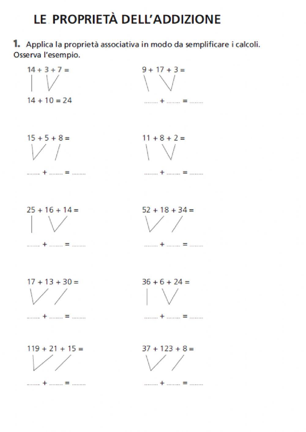 Le proprieta' dell'addizione