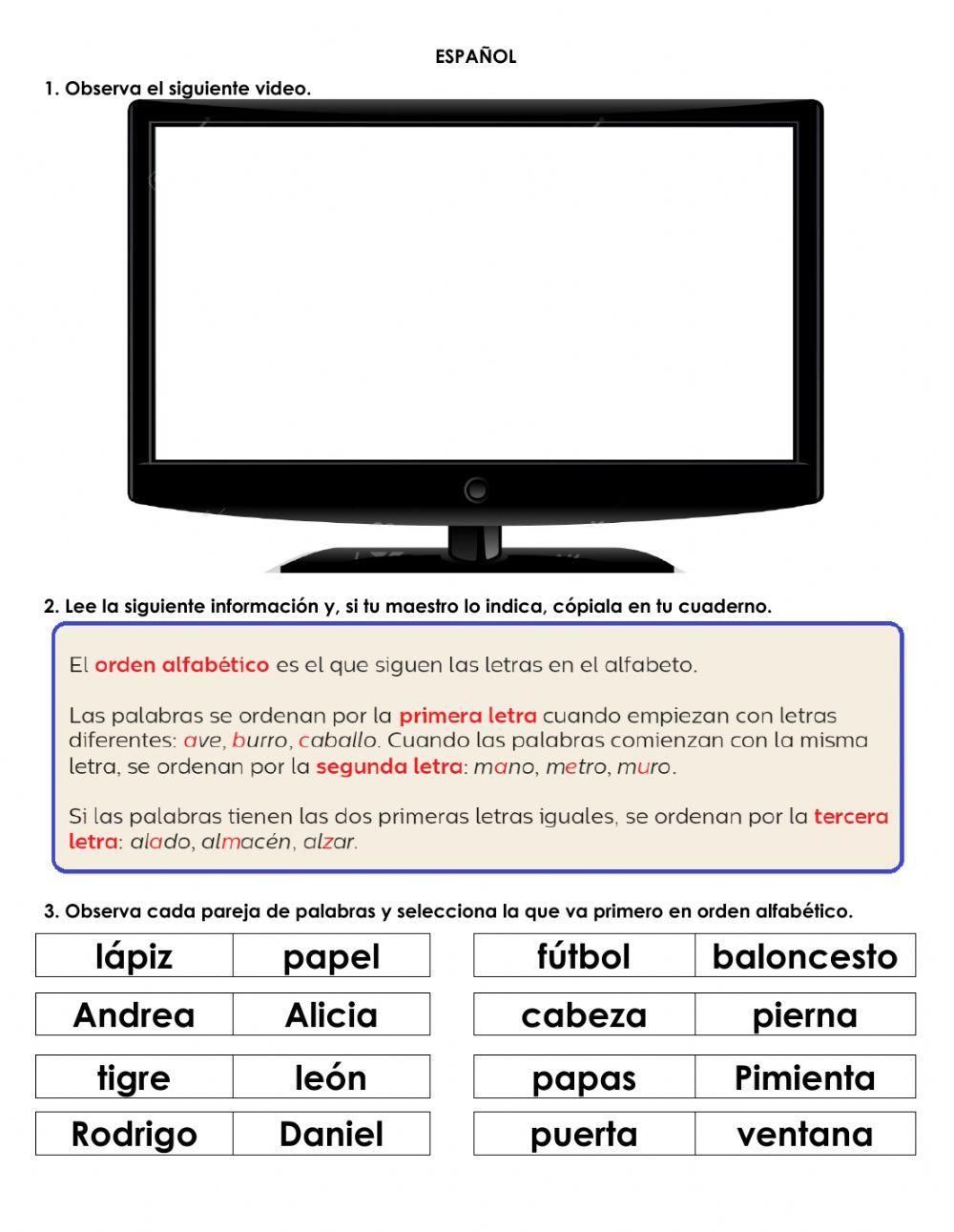 Z553 Orden alfabético