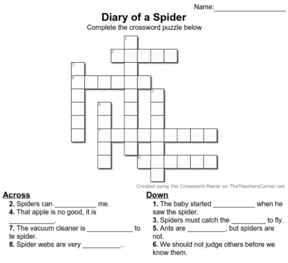 Diary of a Spider Crossword