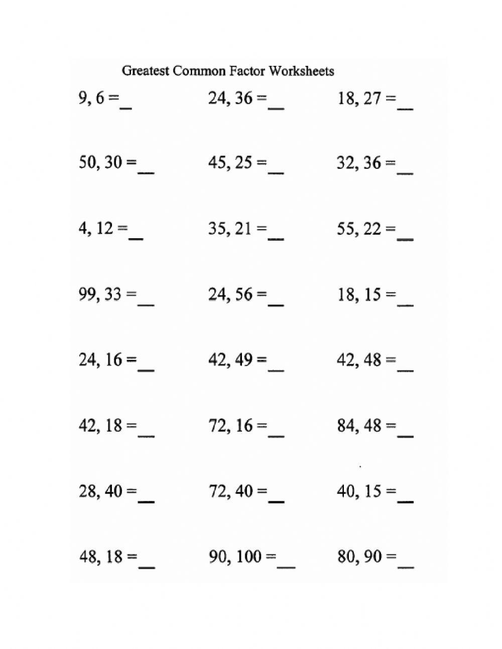GCF - LCM exercises online exercise for | Live Worksheets