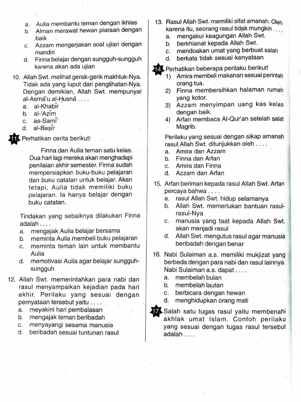 Penilaian PAI kelas 6