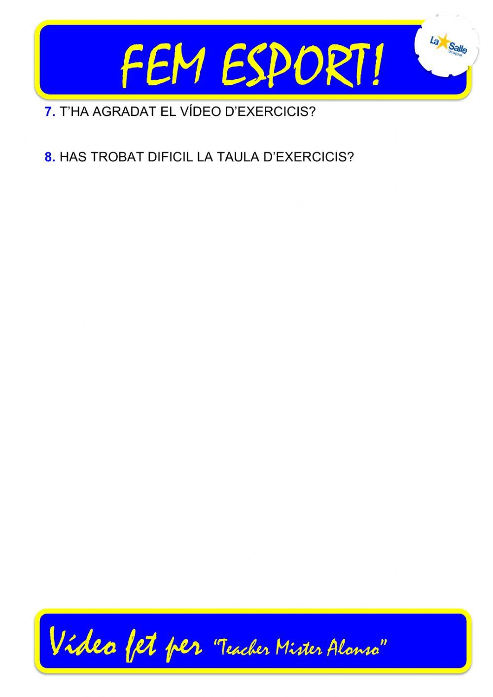 Fem Esport....Taula d'Exercici (MARVEL 02)