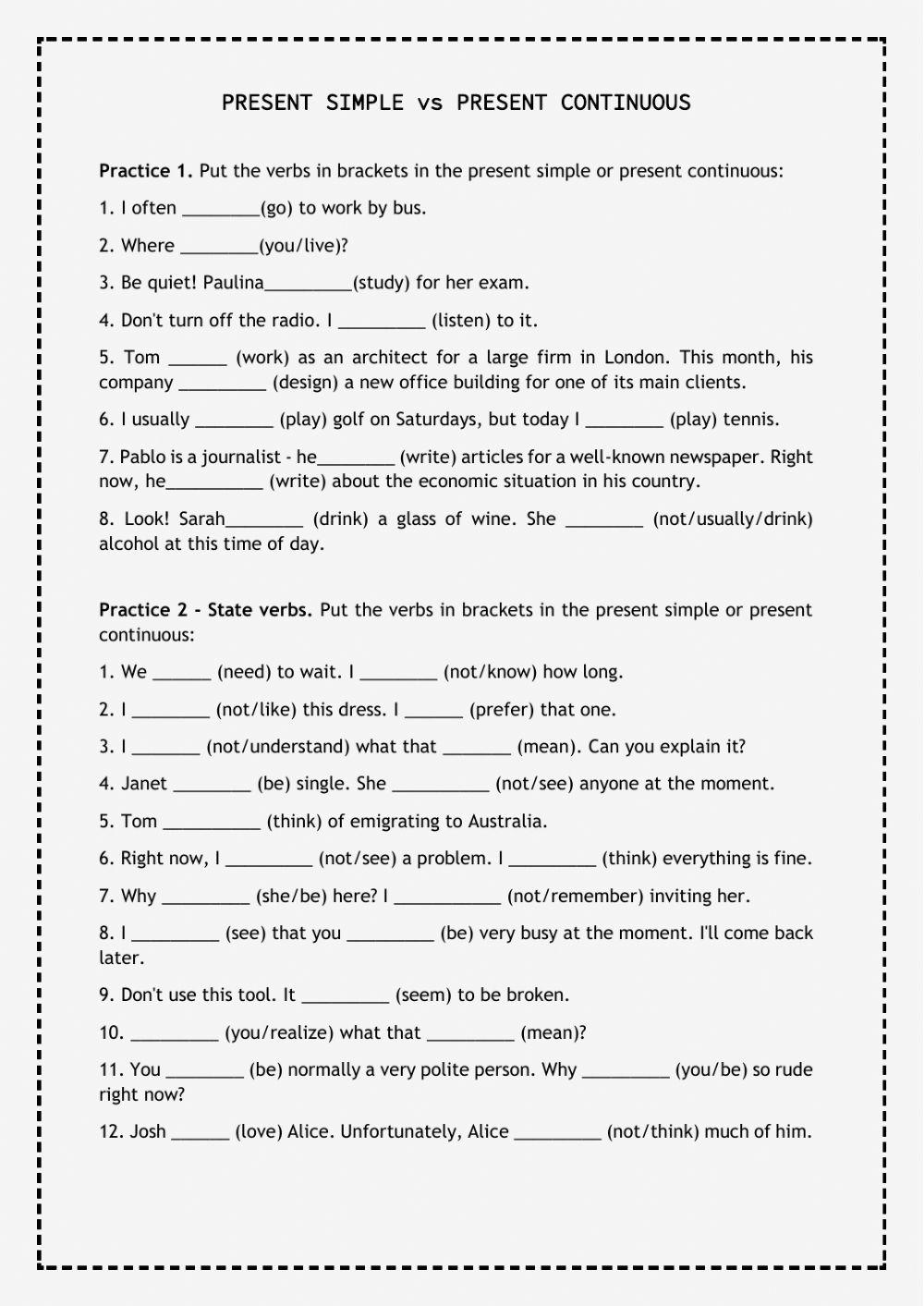 Present simple vs Present continuous