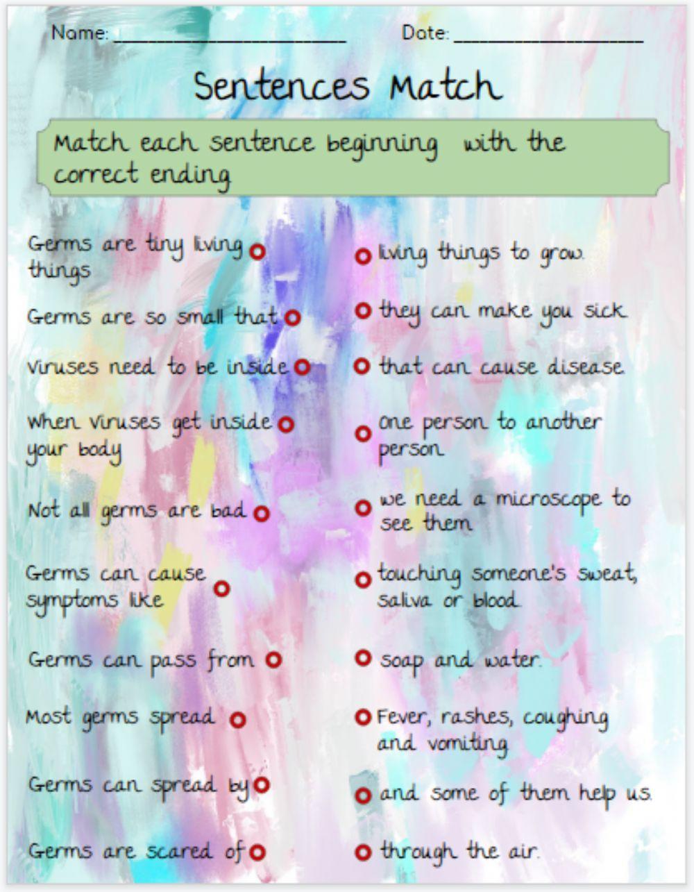 Sentence Match - Germs