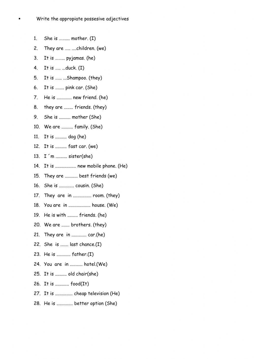 Possesive adjectives