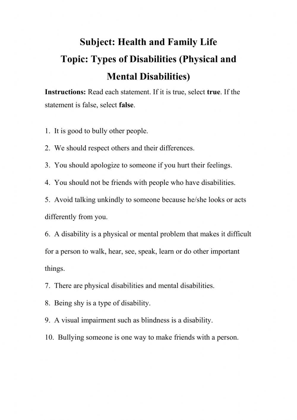 Disabilities