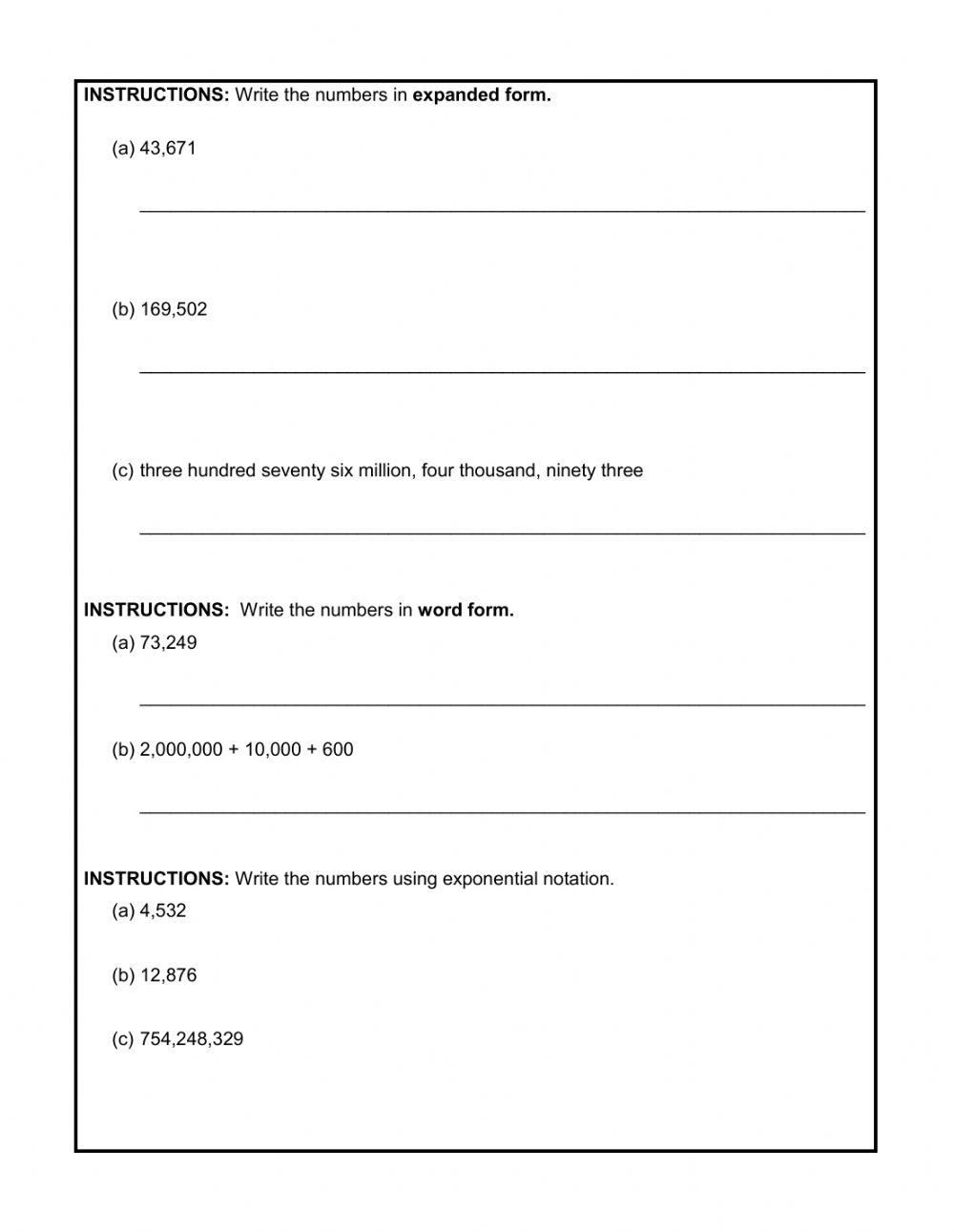 Place Value of Whole Numbers