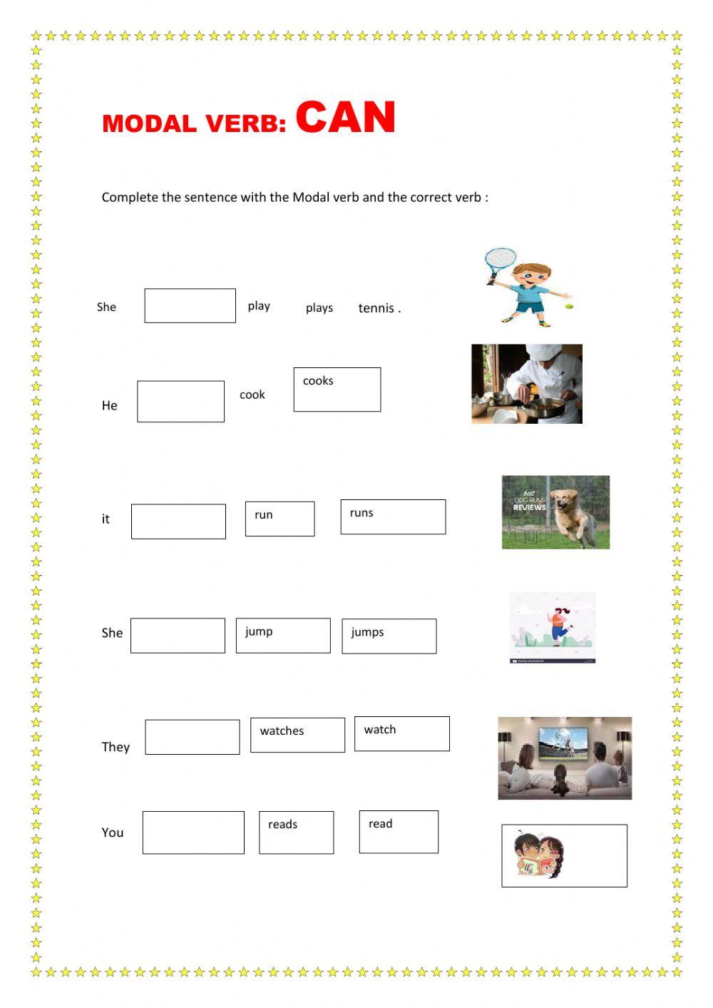 Modal verb can for abilities online exercise for live worksheets