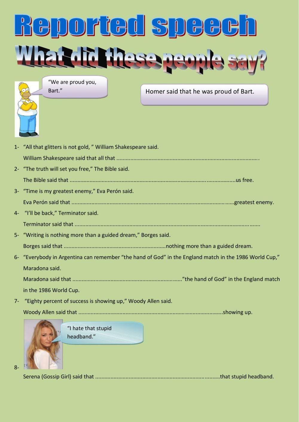 Reported speech Celebrity quotes 2145 SILVIA San