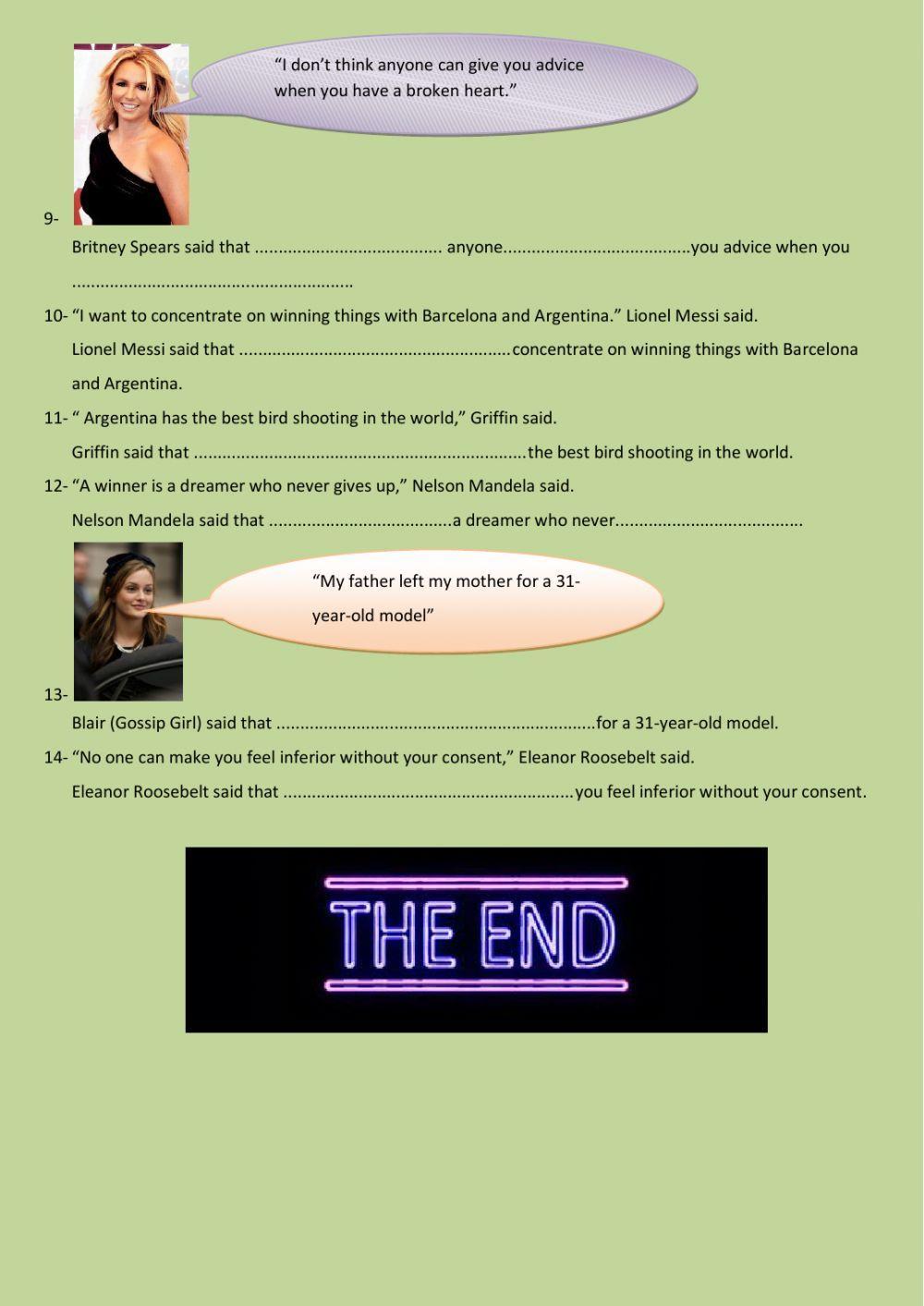 Reported speech Celebrity quotes 2145 SILVIA San