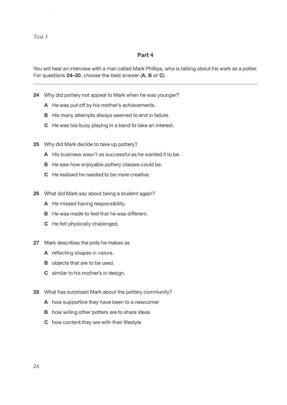 First 2 Test 5 Listening Parts 2-4