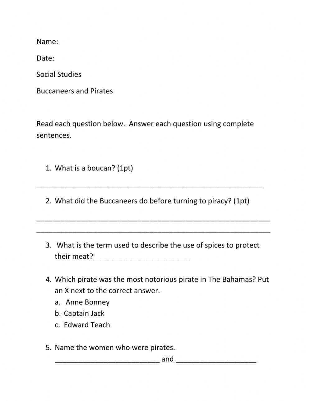 Pirates and Buccaneers in The Bahamas