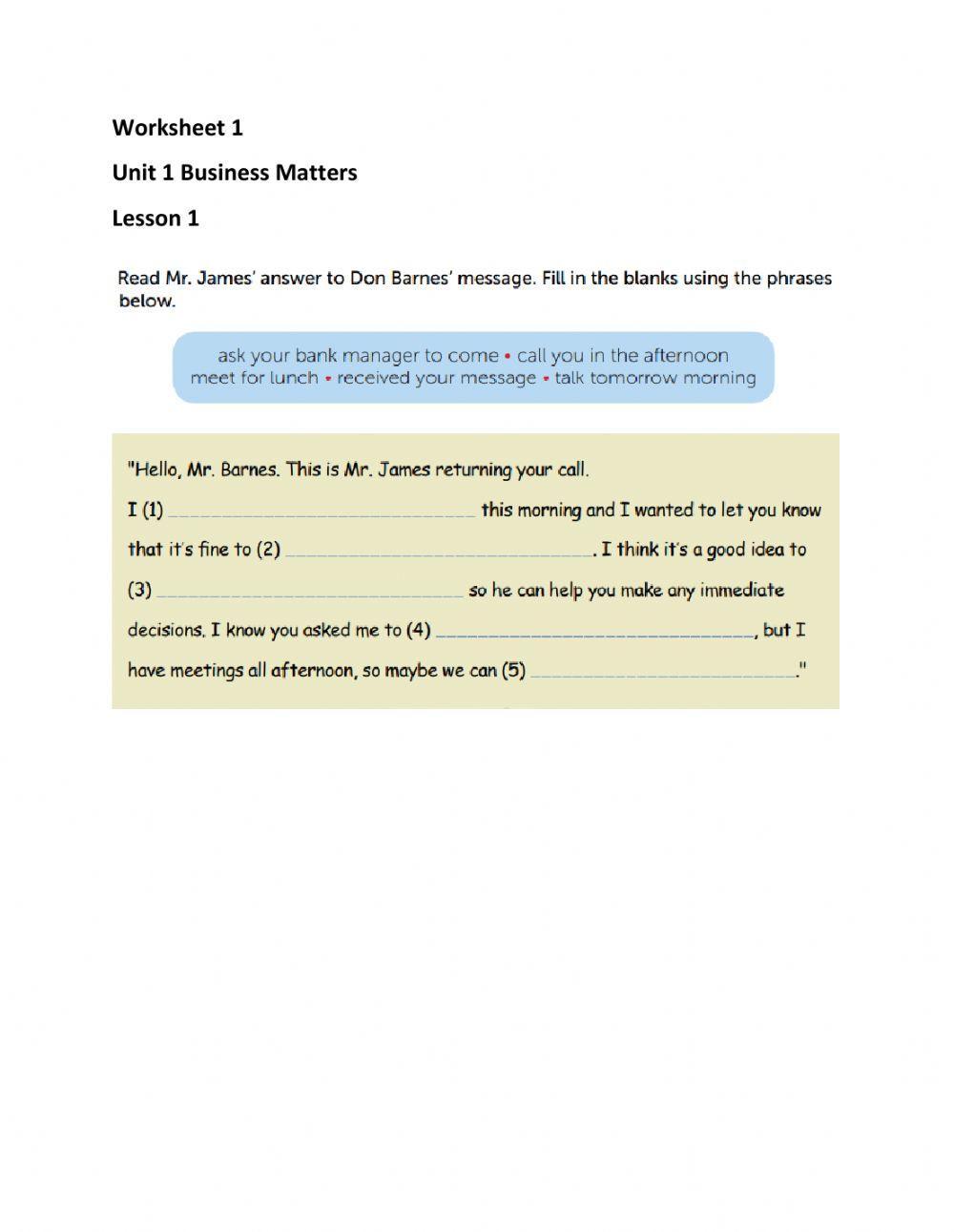 Unit 1 Business Matters