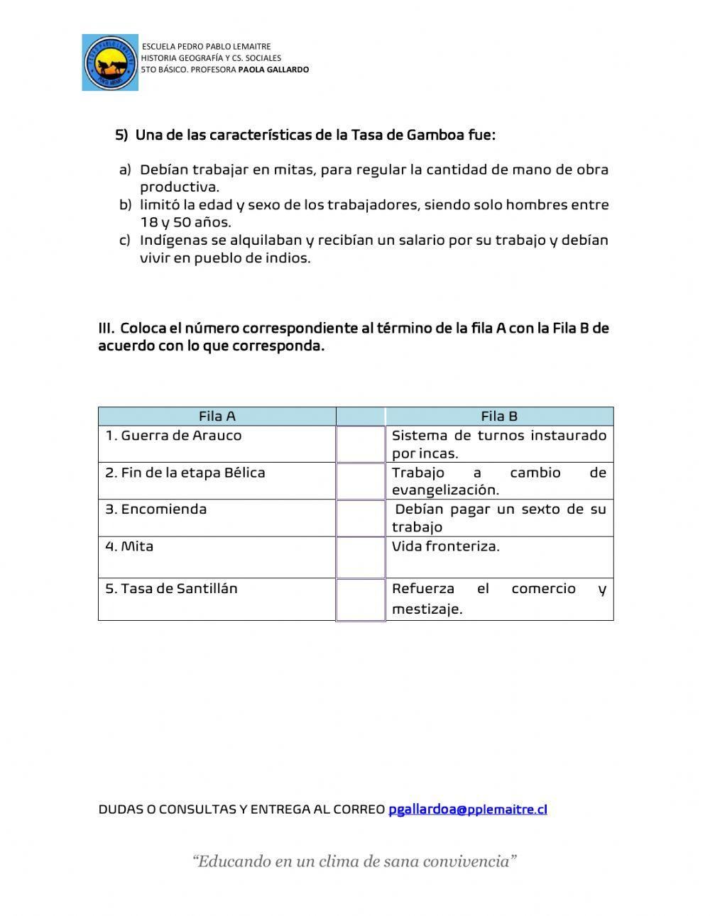 Guía historia unidad 3 “la colonia en chile”