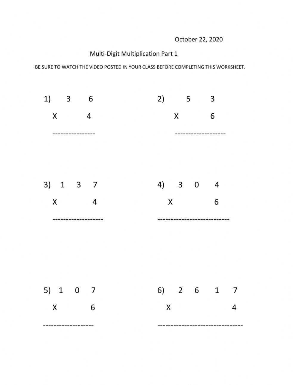 Multi-Digit Multiplication