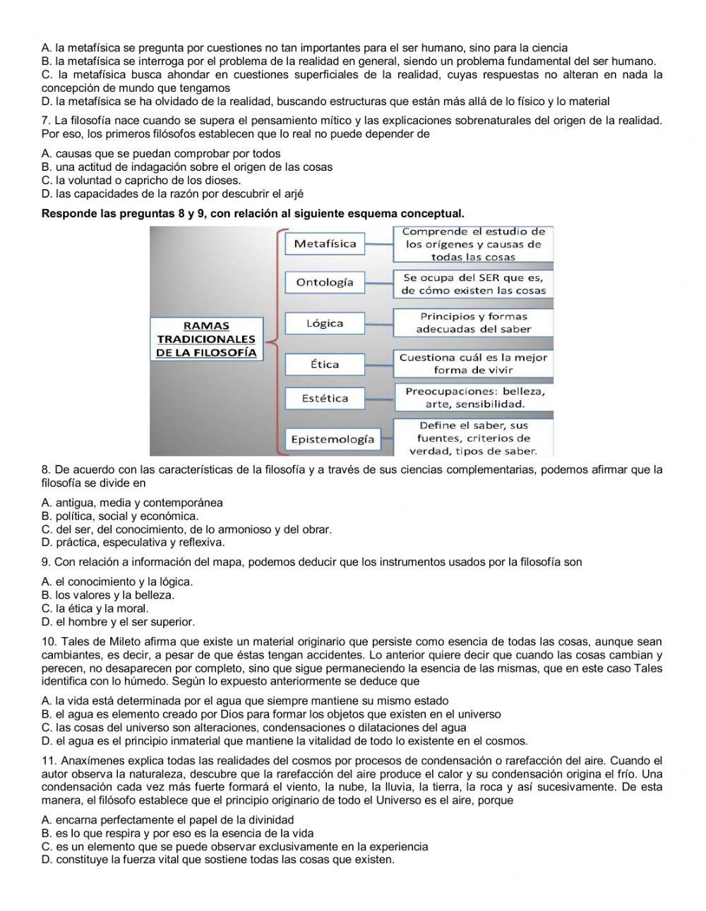 Evaluación filosofia 11° ontología