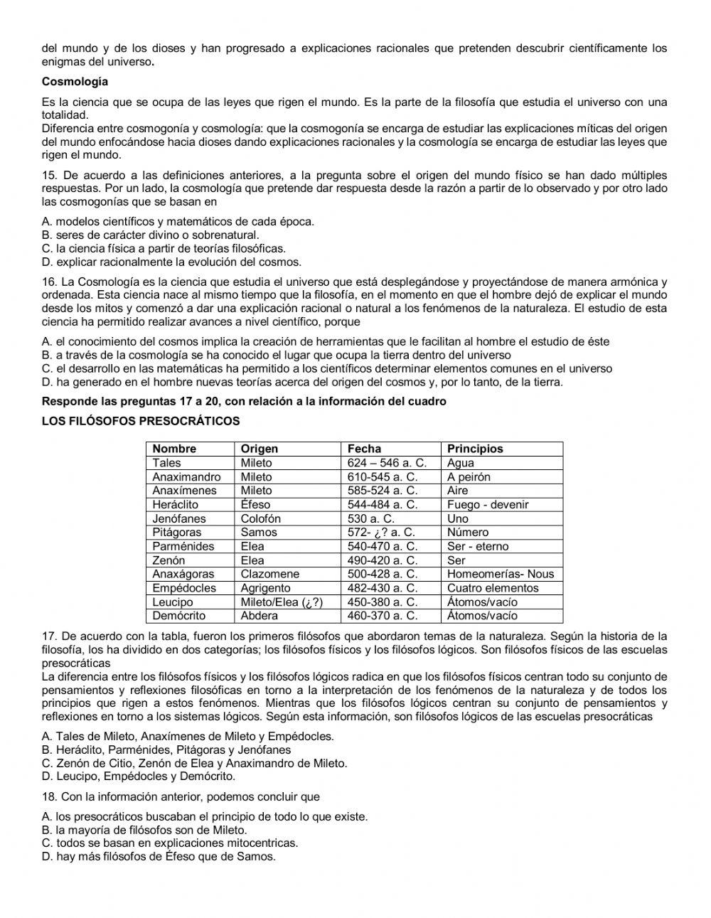 Evaluación filosofia 11° ontología