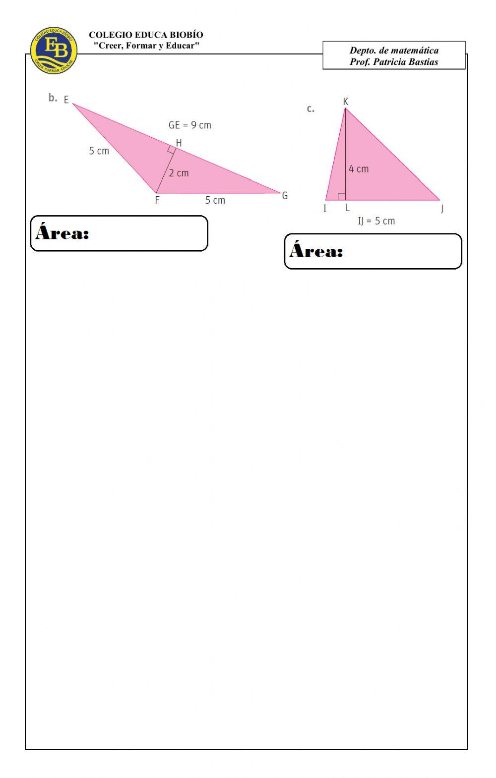 Clase 66 7° calcular área de un triángulo.