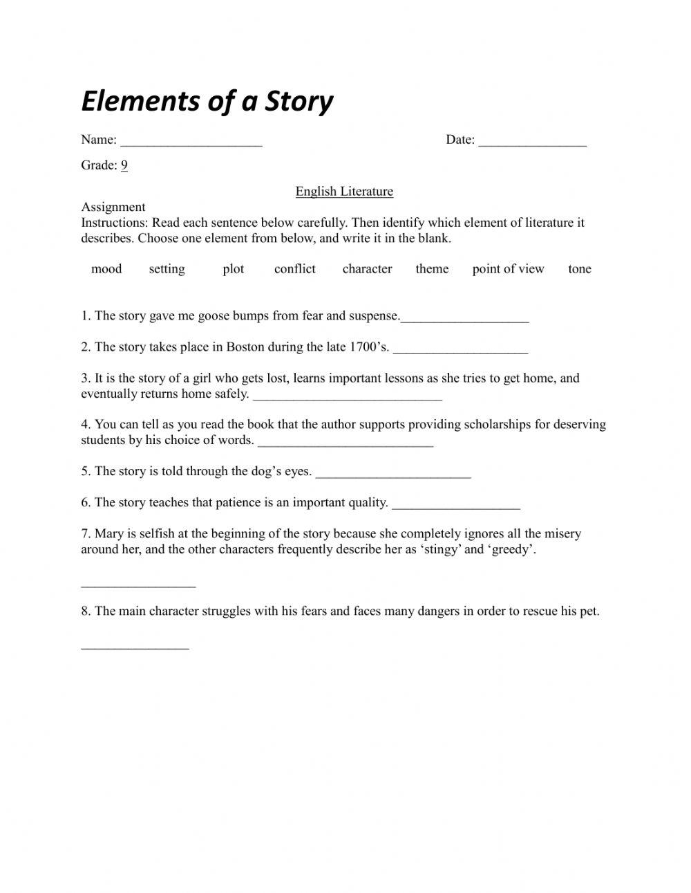 Elements of a Story
