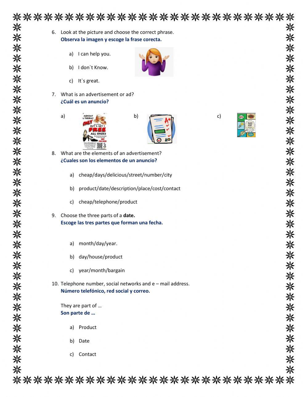 Examen ingles ciclo ii tercero y cuarto (2)
