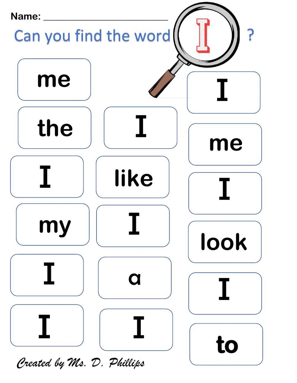 Sight Word I Sight Word I