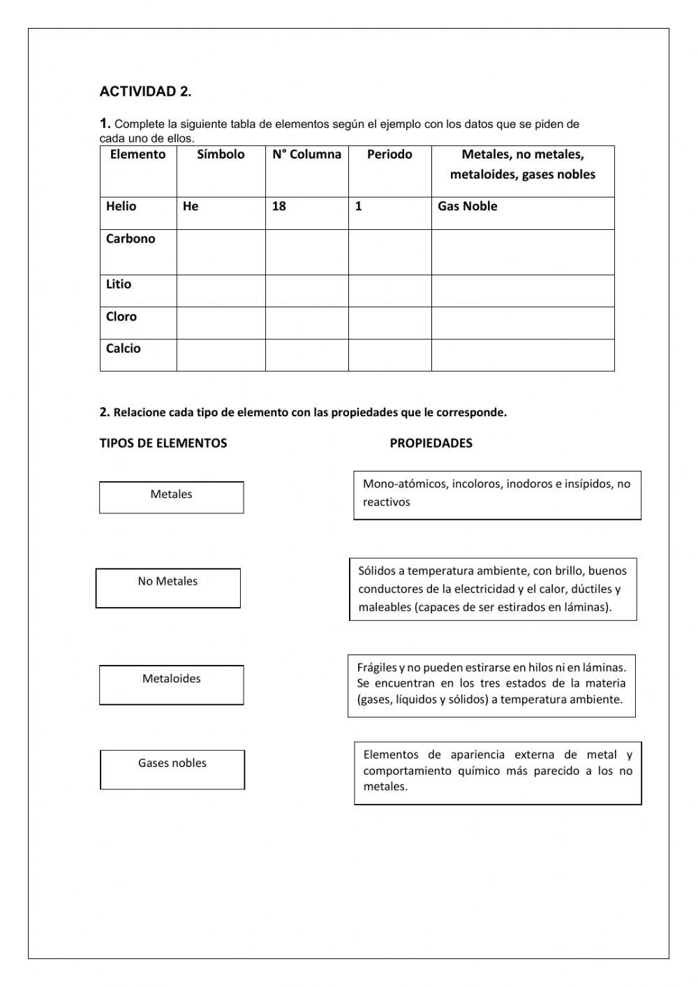 Actividad tabla periodica y composicion porcentual